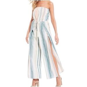 CHELSEA & VIOLET New With Tags 100% cotton strapless jumpsuit split legs beach S